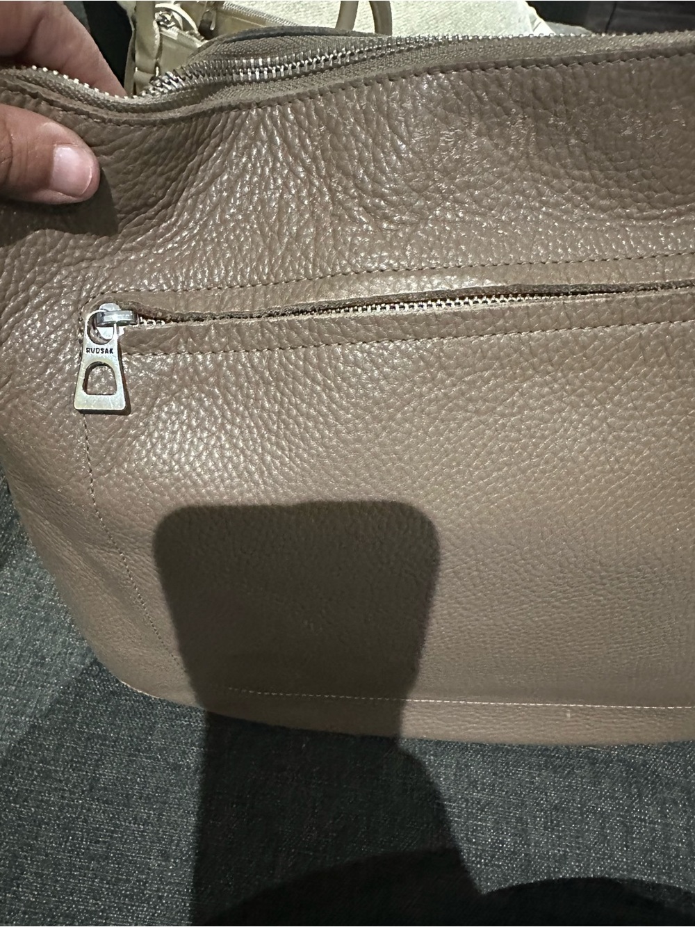 Rudsak Taupe Pebbled Leather Hobo Shoulder Bag - Picture 5 of 10